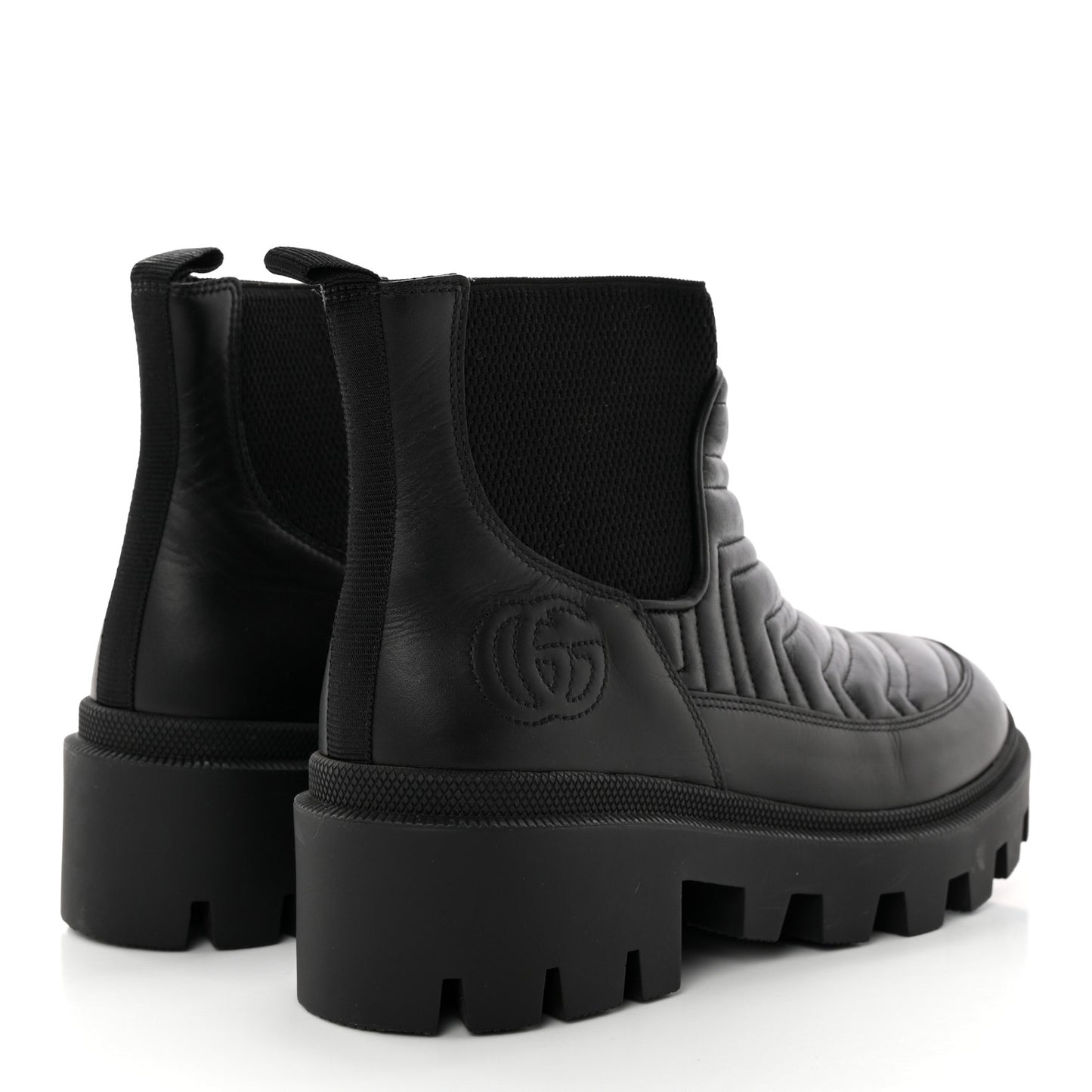 Calfskin Nappa Matelasse Frances Chelsea Boots 38.5 Black
