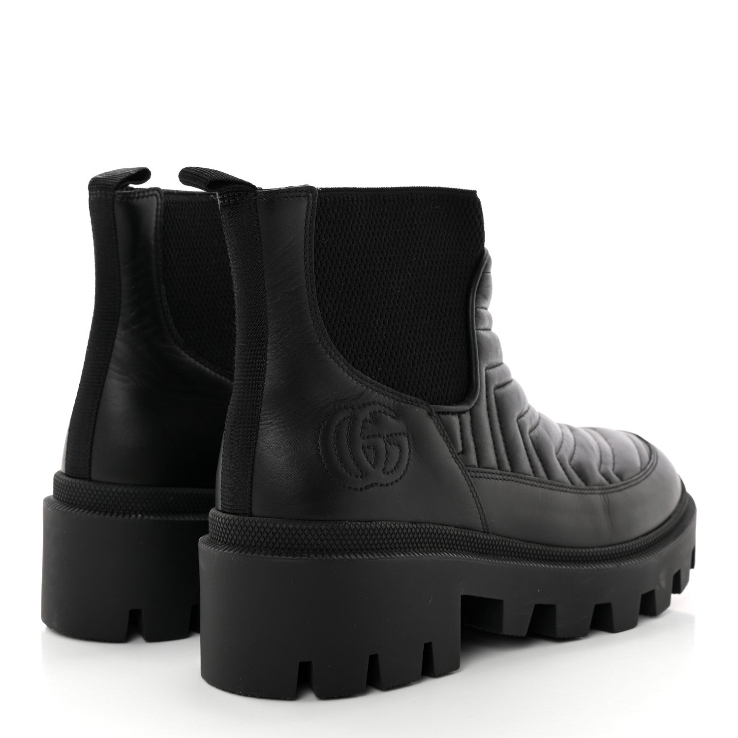 Gucci Calfskin Nappa Matelasse Frances Chelsea Boots 38.5 Black 4 of 14