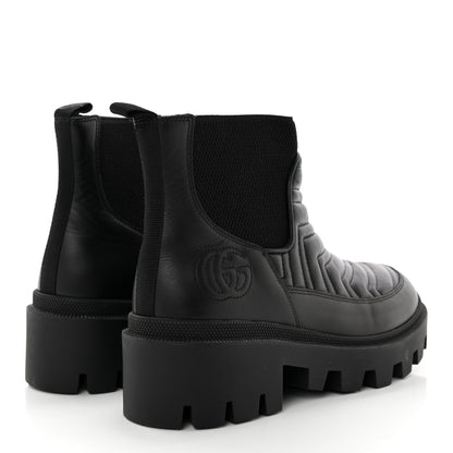 Gucci Calfskin Nappa Matelasse Frances Chelsea Boots 38.5 Black 4 of 14