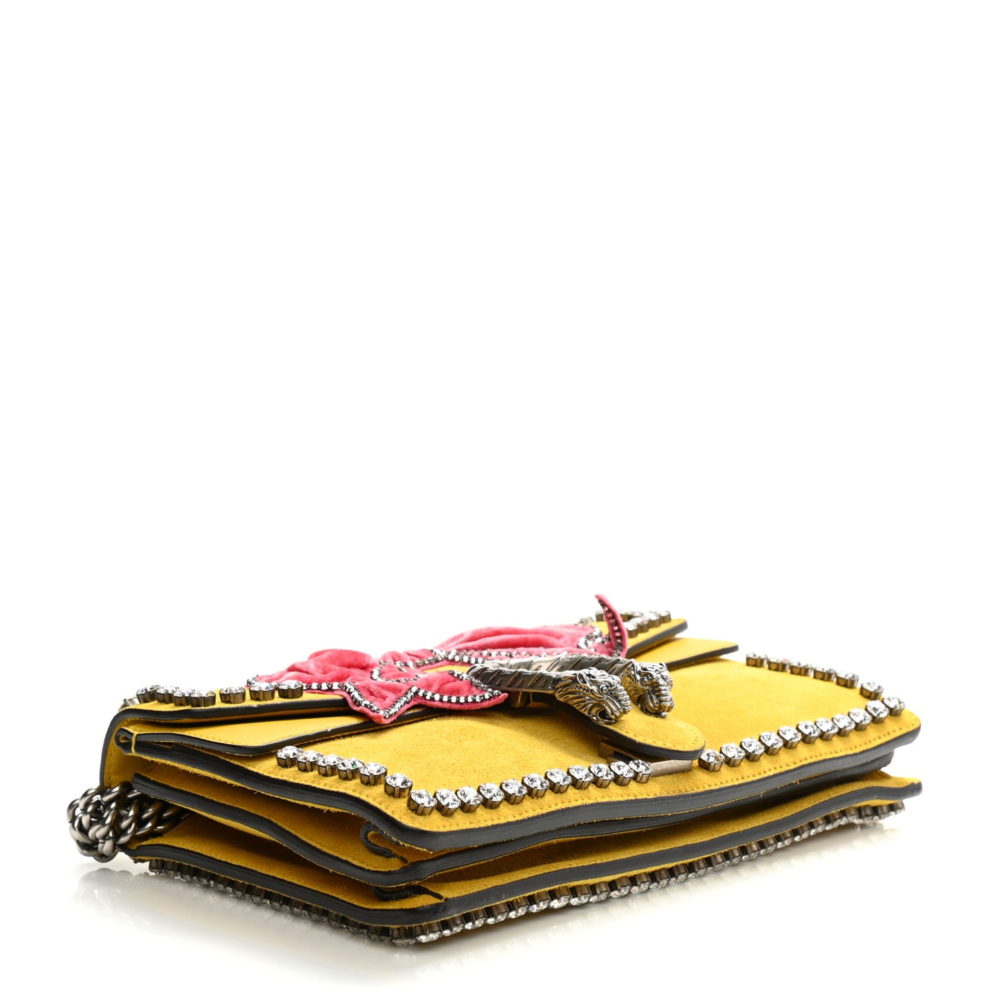 Suede Crystal Bow Embroidered Small Dionysus Shoulder Bag Yellow