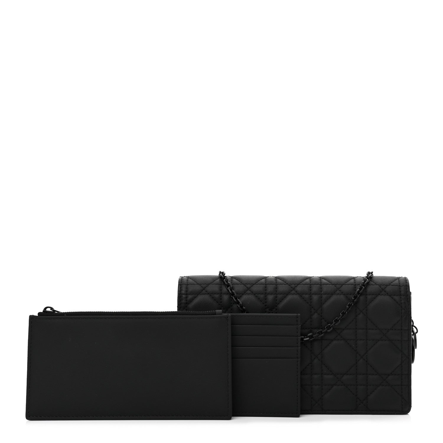 Christian Dior Ultra Matte Calfskin Cannage Lady Dior Clutch Black 1 of 12