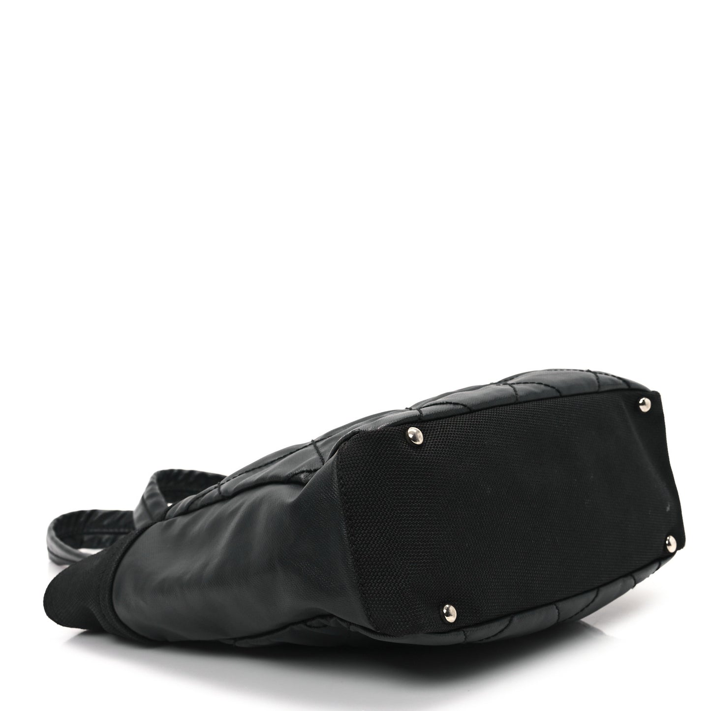 Coated Canvas Quilted Small Paris Biarritz Tote Black