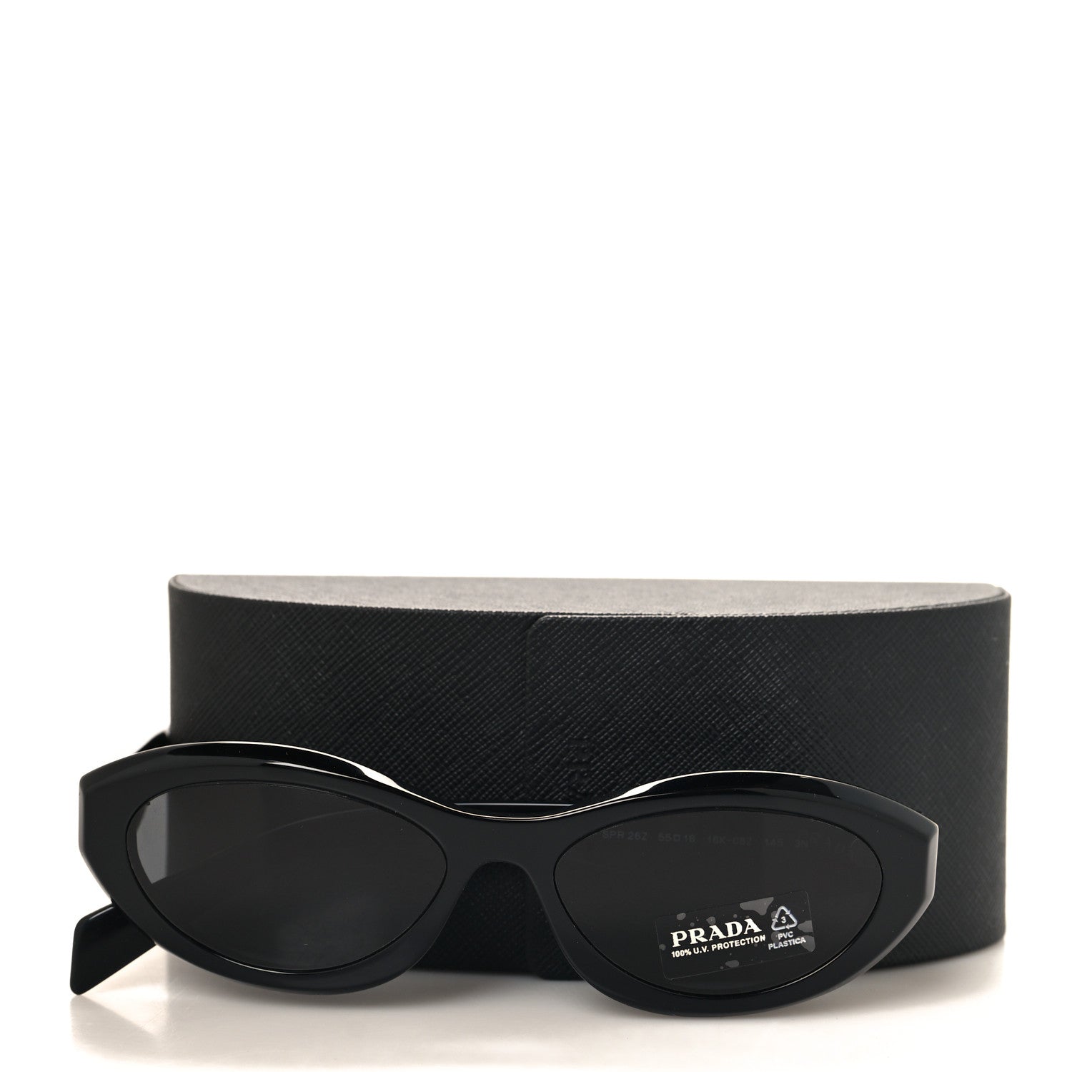 Prada Acetate Oval Sunglasses SPR 26Z Black 7 of 7