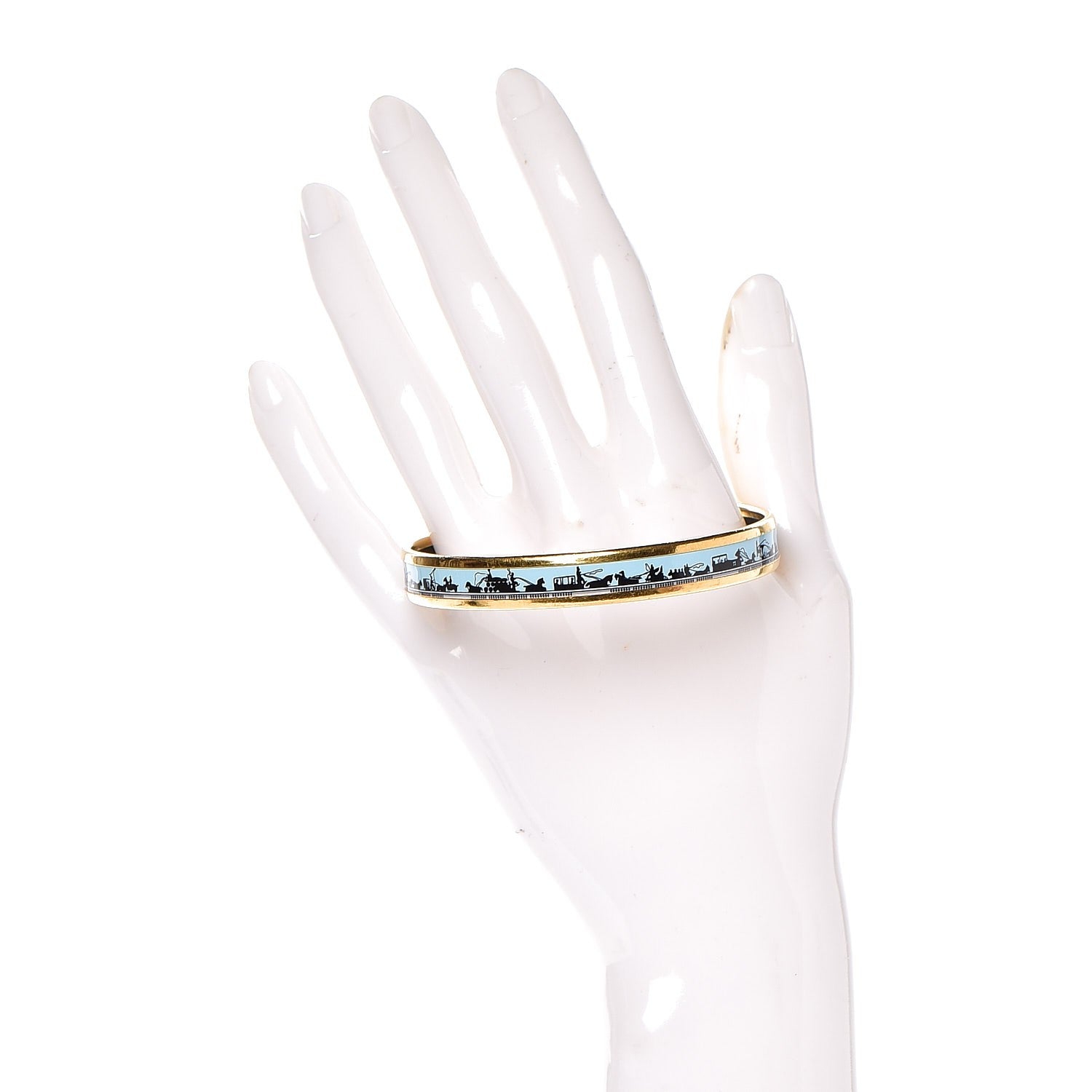 Hermes Enamel Printed Narrow Les Ponts De Paris Bracelet 65 2 of 5