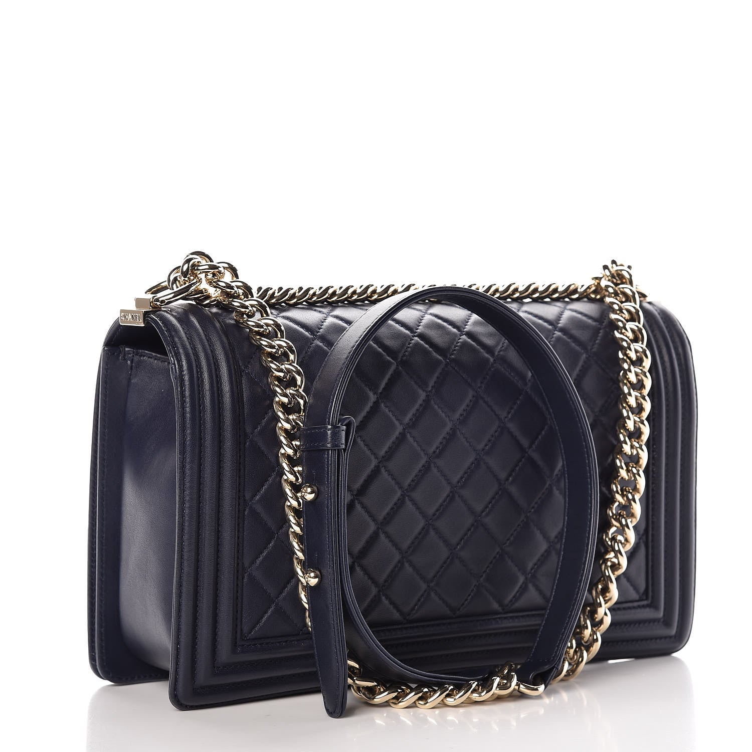Chanel Lambskin Quilted New Medium Boy Flap Dark Navy Blue 3 of 8