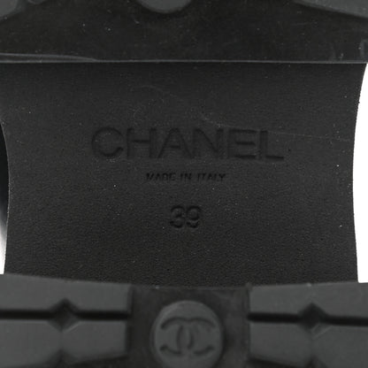 Chanel Crumpled Calfskin Patent Cap Toe Short Boots 39 Black 7 of 8
