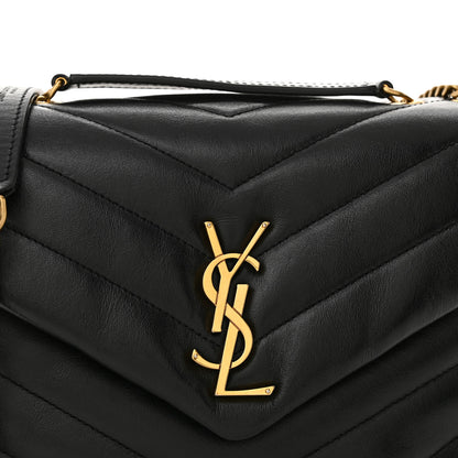 Saint Laurent Calfskin Y Quilted Monogram Small Loulou Chain Satchel Black 8 of 10