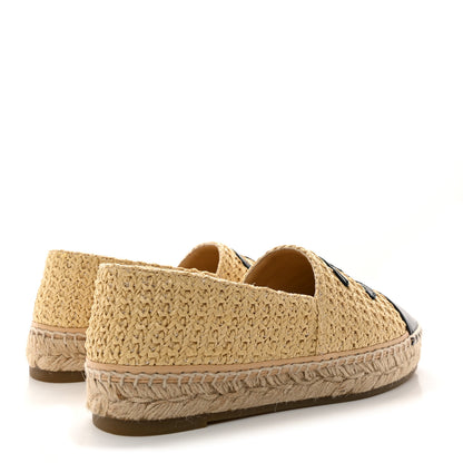 Chanel Braided Fabric Lambskin CC Espadrilles 37 Beige Black 4 of 10