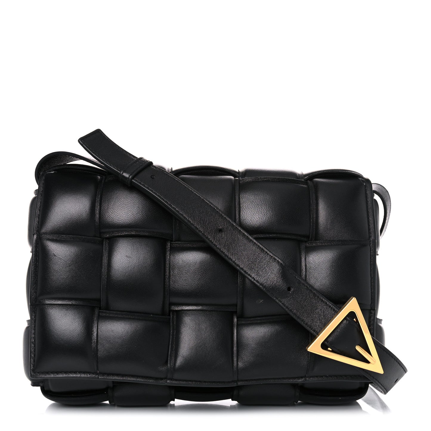 Nappa Maxi Intreccio Padded Cassette Crossbody Bag Black
