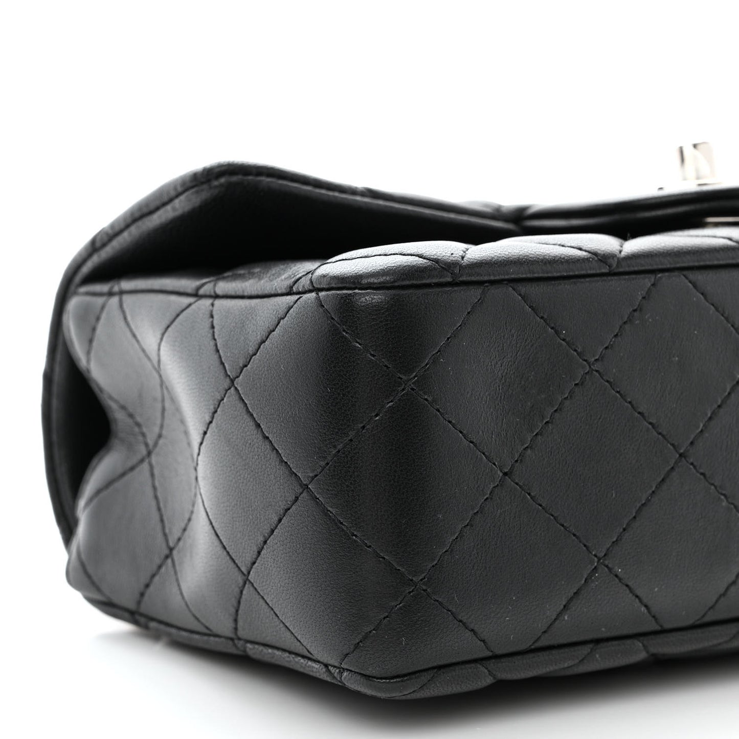 Lambskin Quilted Mini Rectangular Flap Black