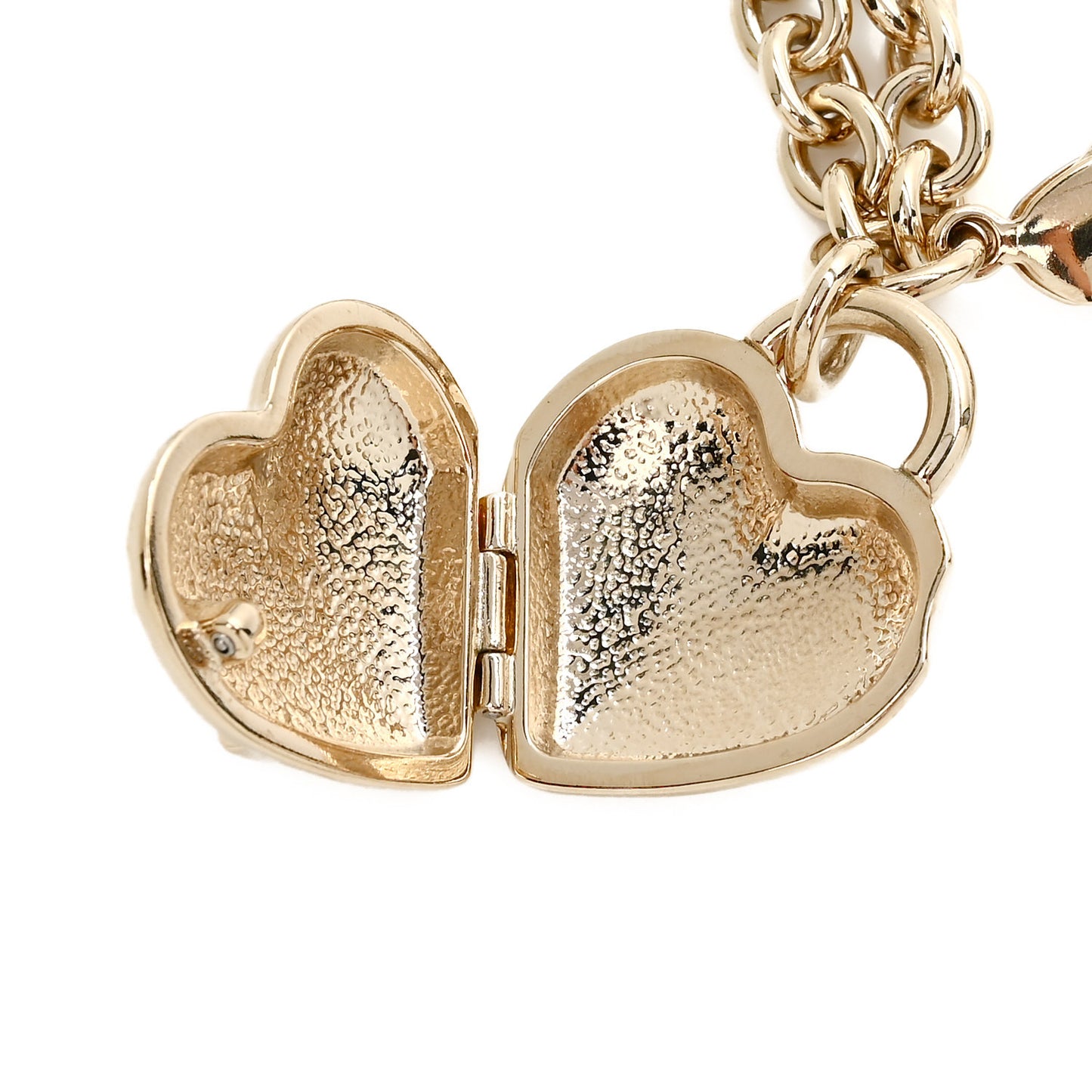 Metal Chain CC Heart Turnlock Belt Gold