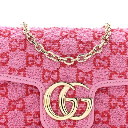 Gucci Tweed GG Monogram Mini GG Marmont Shoulder Bag Pink Red 8 of 12
