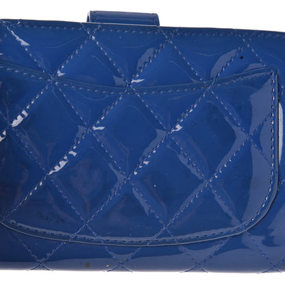 Chanel Patent Quilted Zip Pocket Wallet Blue 11 of 12