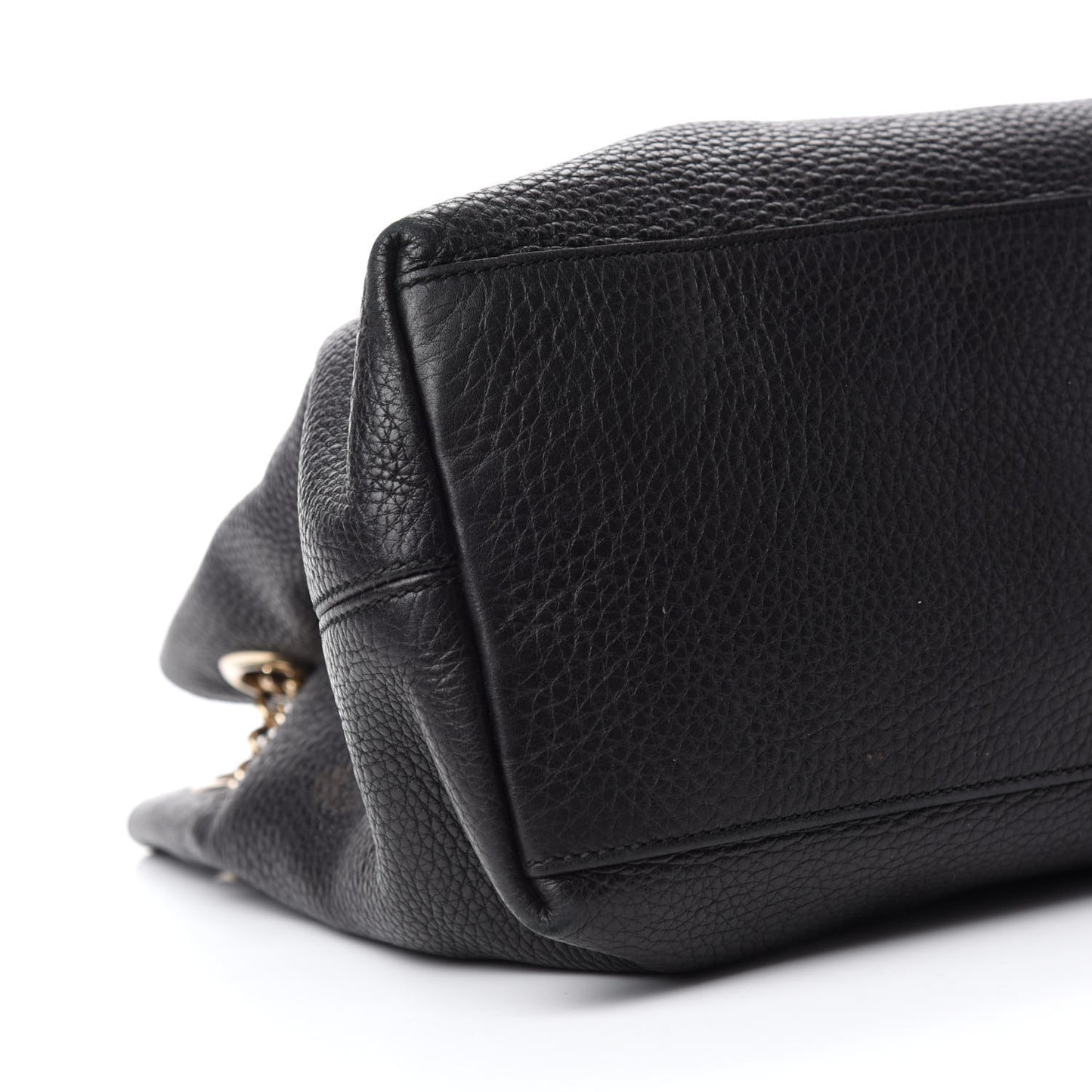 Pebbled Calfskin Medium Soho Chain Shoulder Bag Black