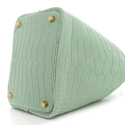 Hermes Matte Alligator Picotin Lock 18 Vert D Eau Vert D'Eau 10 of 10