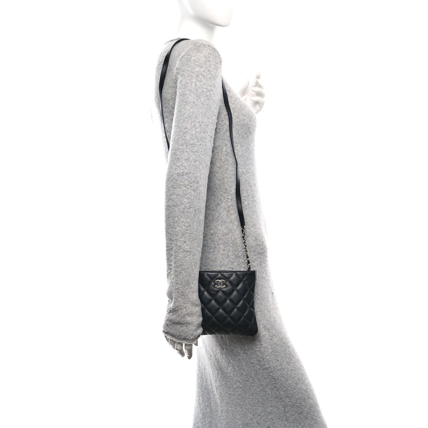 Lambskin Quilted Crossbody Bag Black