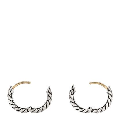 David Yurman Sterling Silver Scultped Cable Micro Huggie Hoop Earrings 3 of 4