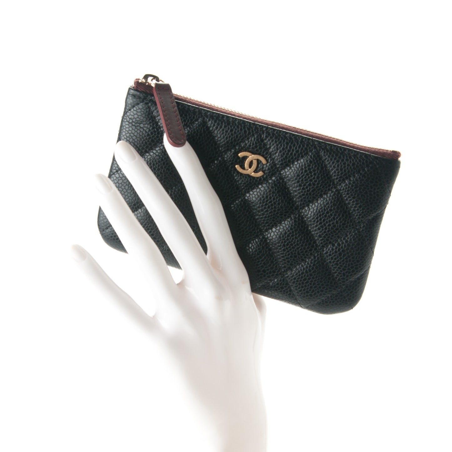 Caviar Quilted Small Cosmetic Case Black