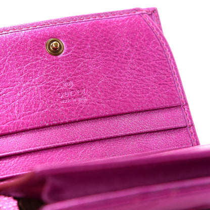 Gucci Metallic Calfskin Matelasse Crystal GG Marmont Wallet Fuchsia 6 of 7