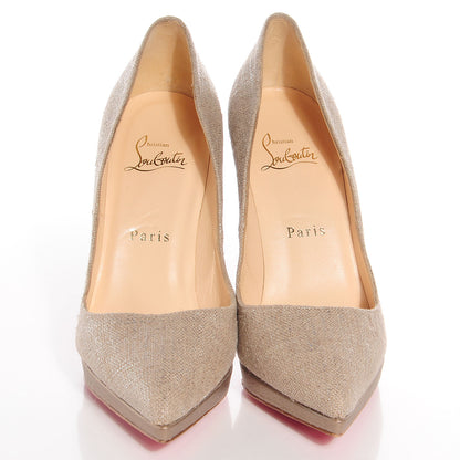 Christian Louboutin Metallic Canvas Pigalle Plato 120 Pumps 36.5 Silver 2 of 7