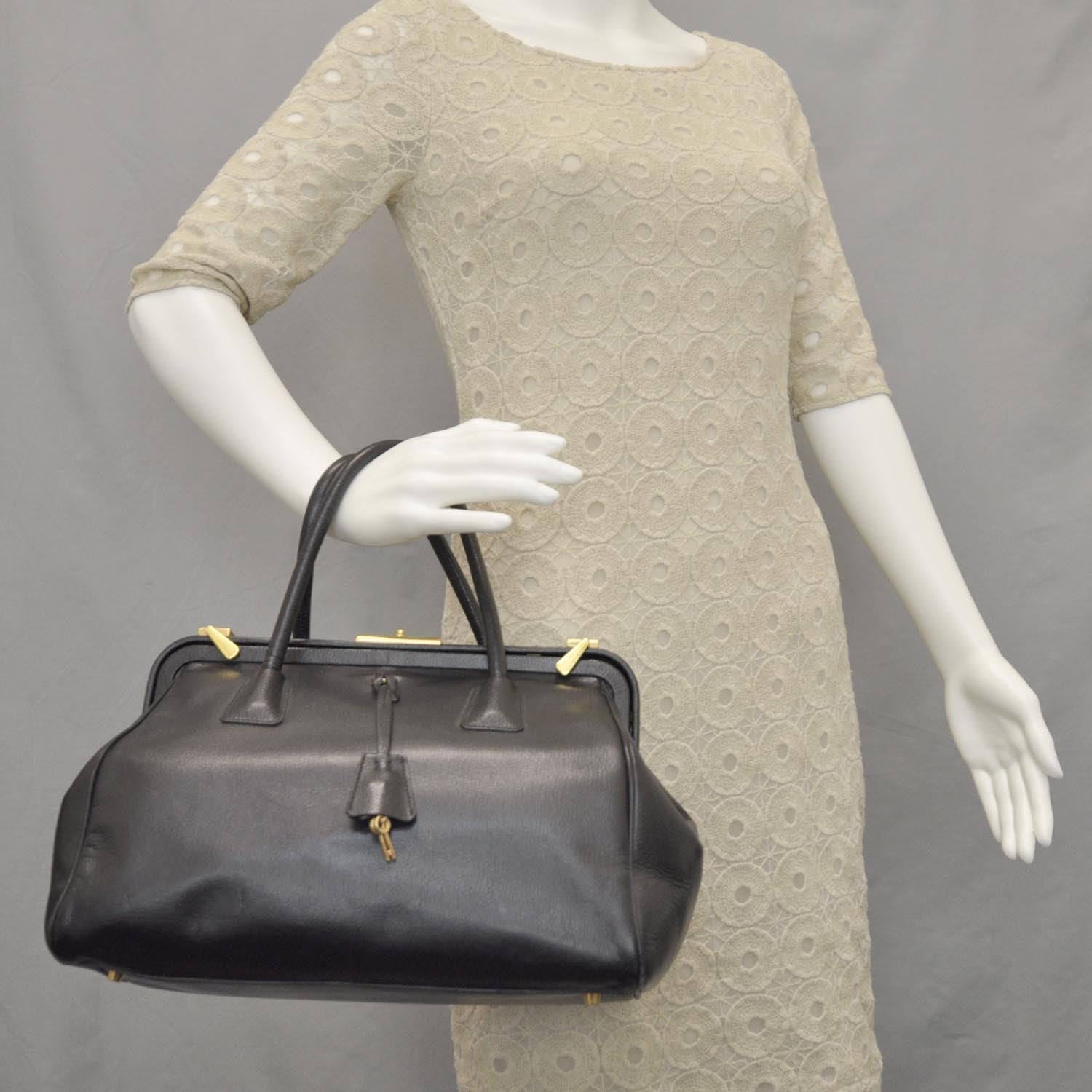 Prada Goatskin Cerniera Doctor Bag Black 2 of 9