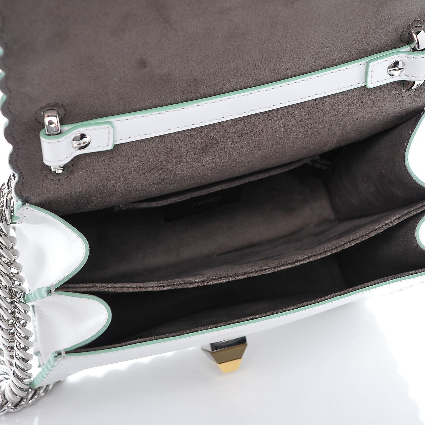 Vitello Liberty Scalloped Studded Small Kan I Shoulder Bag White