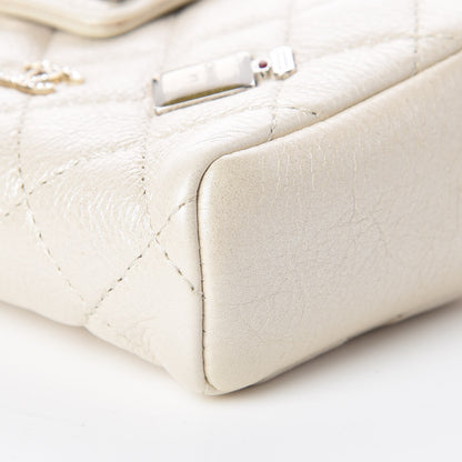Chanel Metallic Calfskin Quilted Lucky Charms Mini Phone Holder Clutch Ivory 6 of 11