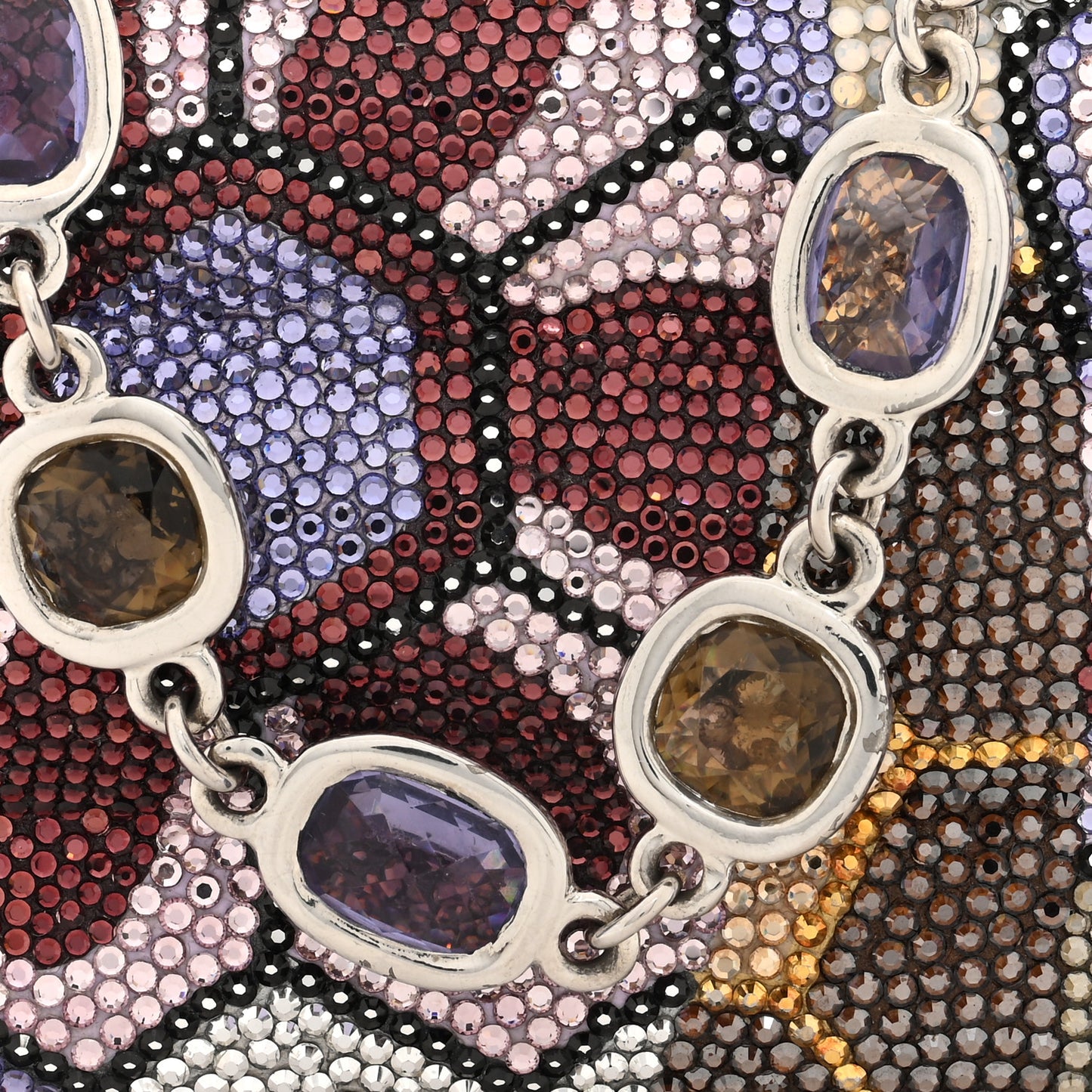 Swarovski Crystal Floral Minaudiere Clutch Multicolor