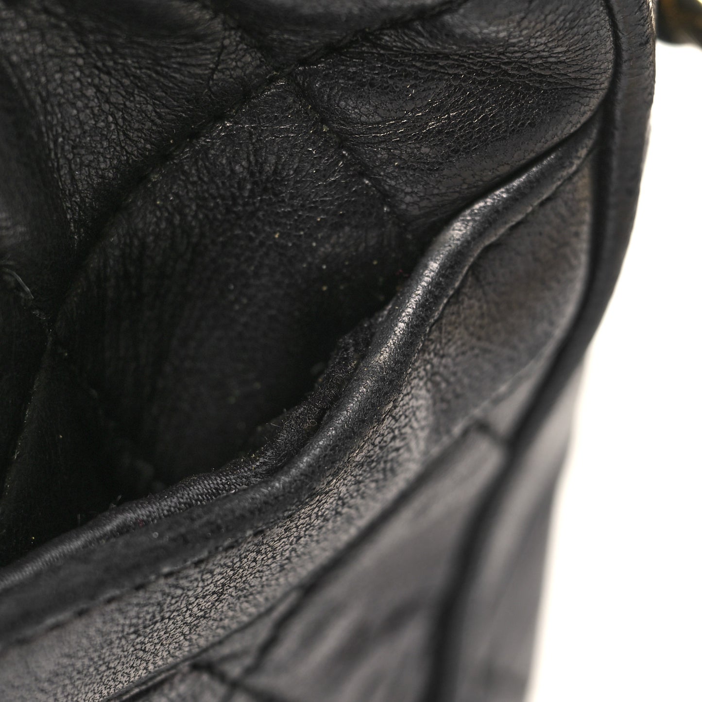 Lambskin Quilted Tassel Camera Case Black