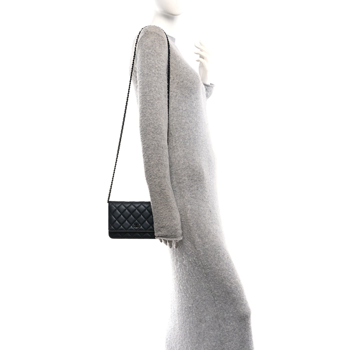 Lambskin Quilted Wallet On Chain WOC So Black
