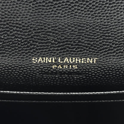 Saint Laurent Grain De Poudre Matelasse Chevron Small Monogram Envelope Wallet Black 6 of 6