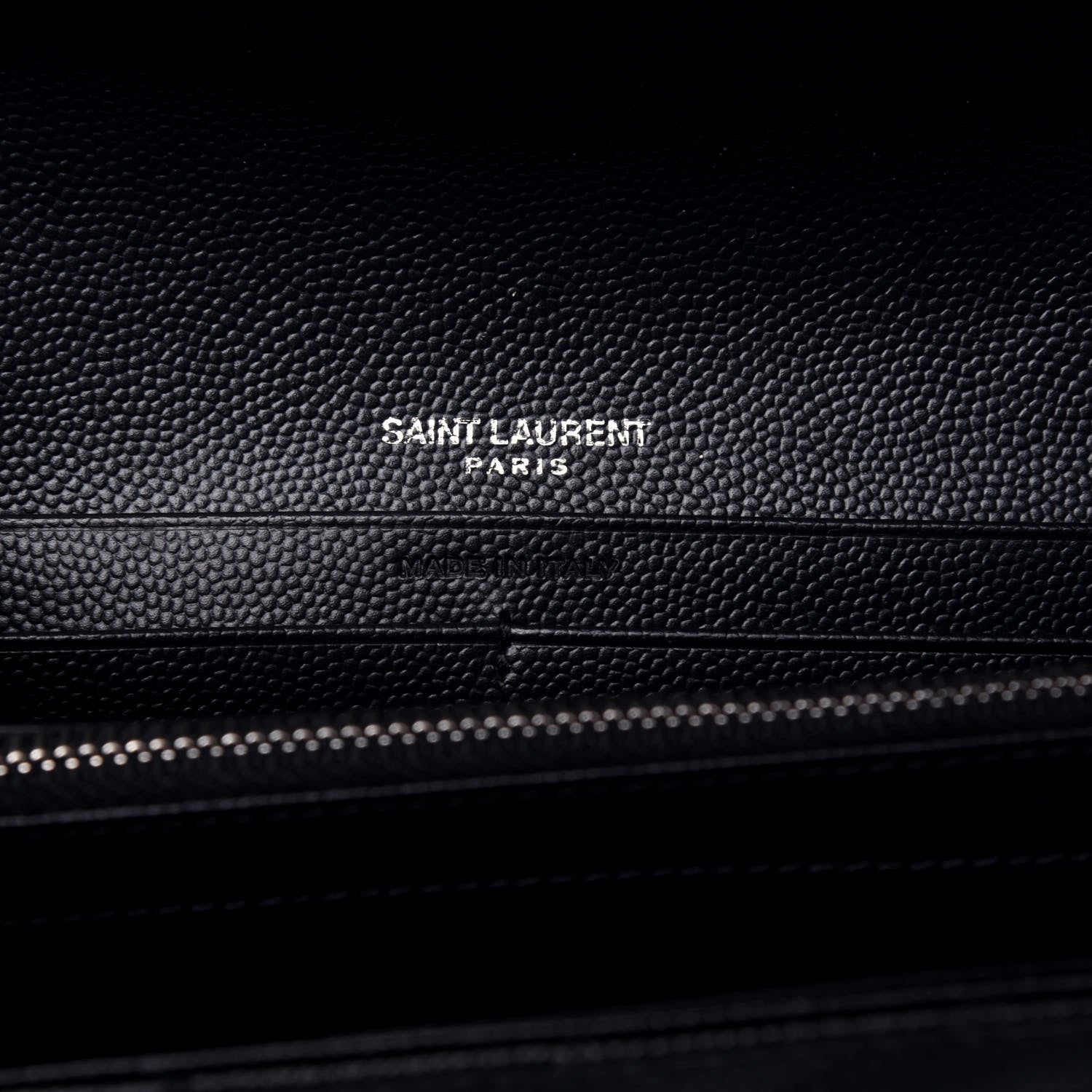 Saint Laurent Grain De Poudre Matelasse Chevron Monogram Flap Wallet Deep Marine 8 of 11