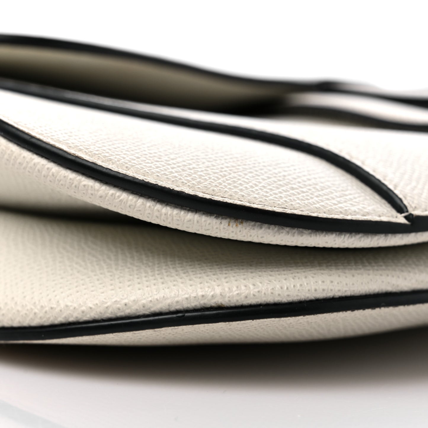 Grained Calfskin Saddle Bag White
