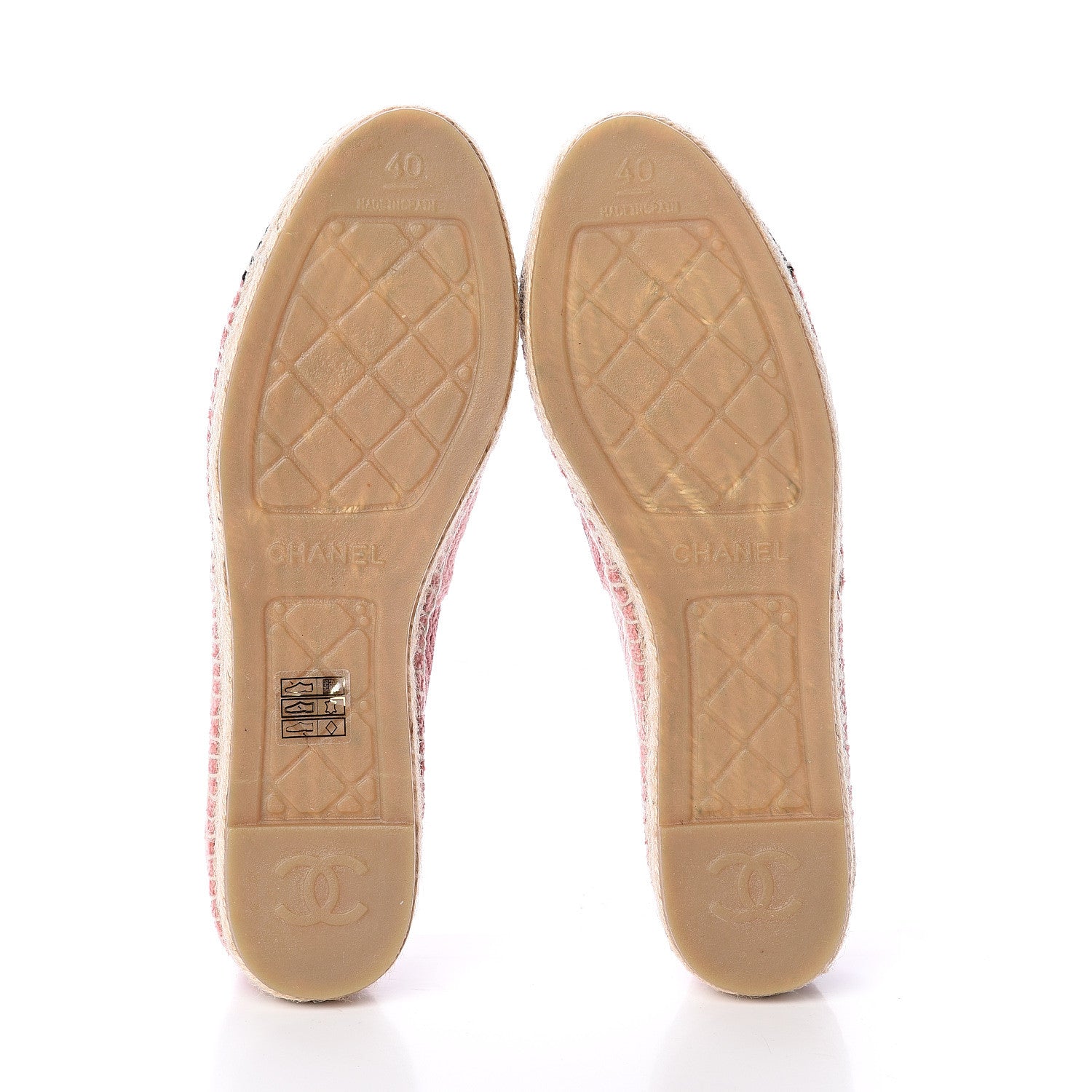 Chanel Velvet Grosgrain Quilted Camellia CC Espadrilles 40 Pink Black 7 of 7