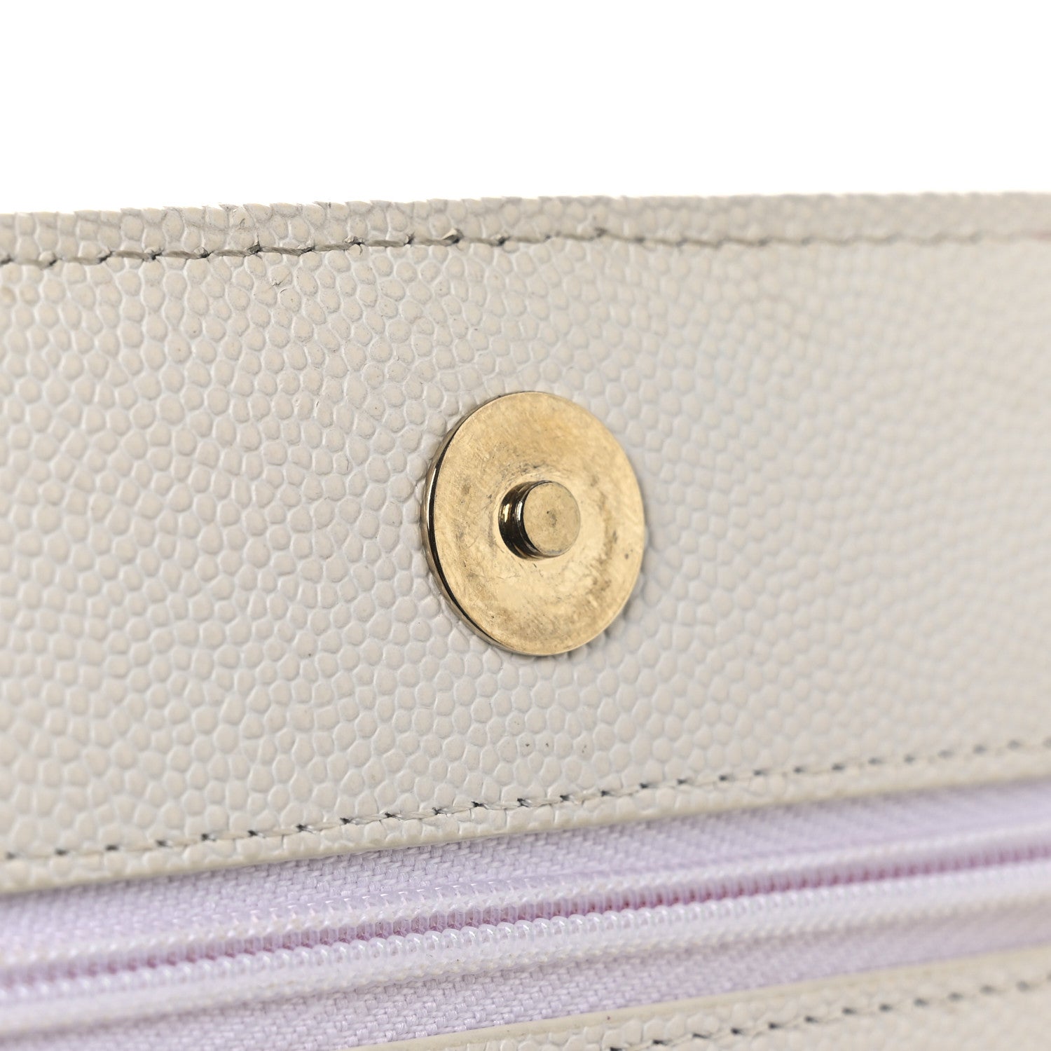 Chanel Caviar Quilted Perforated Metal CC Wallet On Chain WOC White 13 of 14