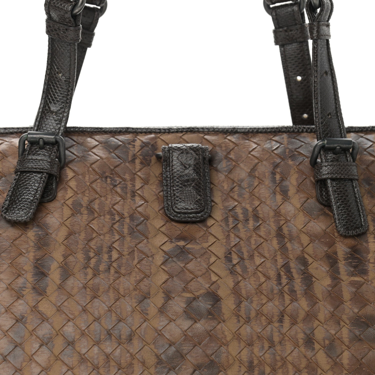 Bottega Veneta Karung Printed Nappa Moire Lizard Intrecciato Tote Multi Oak 8 of 11