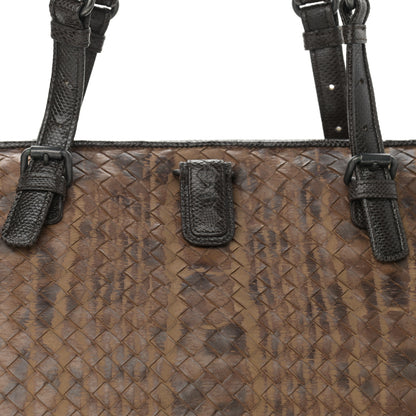 Bottega Veneta Karung Printed Nappa Moire Lizard Intrecciato Tote Multi Oak 8 of 11