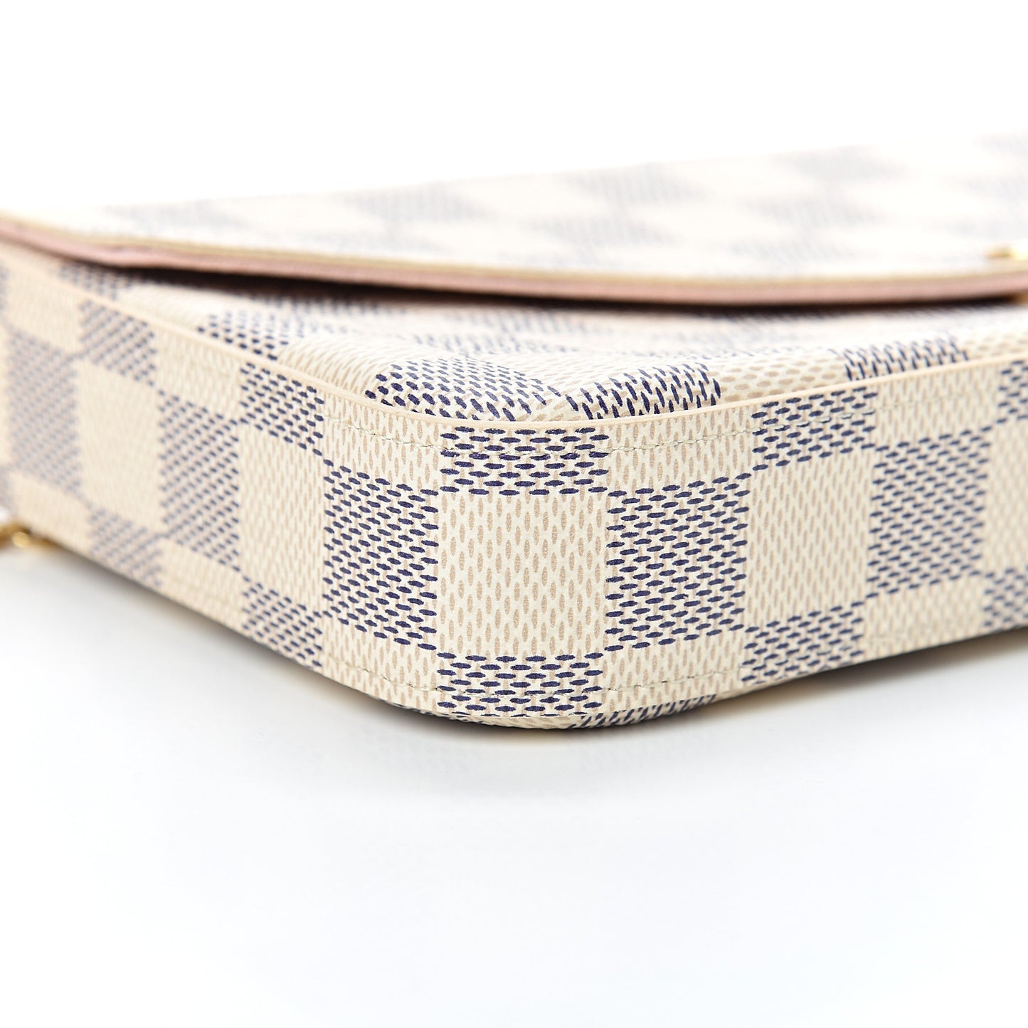 Damier Azur Pochette Felicie Chain Wallet Rose Ballerine