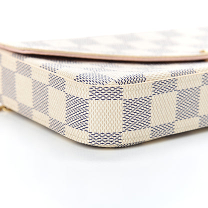 Louis Vuitton Damier Azur Pochette Felicie Chain Wallet Rose Ballerine 11 of 13