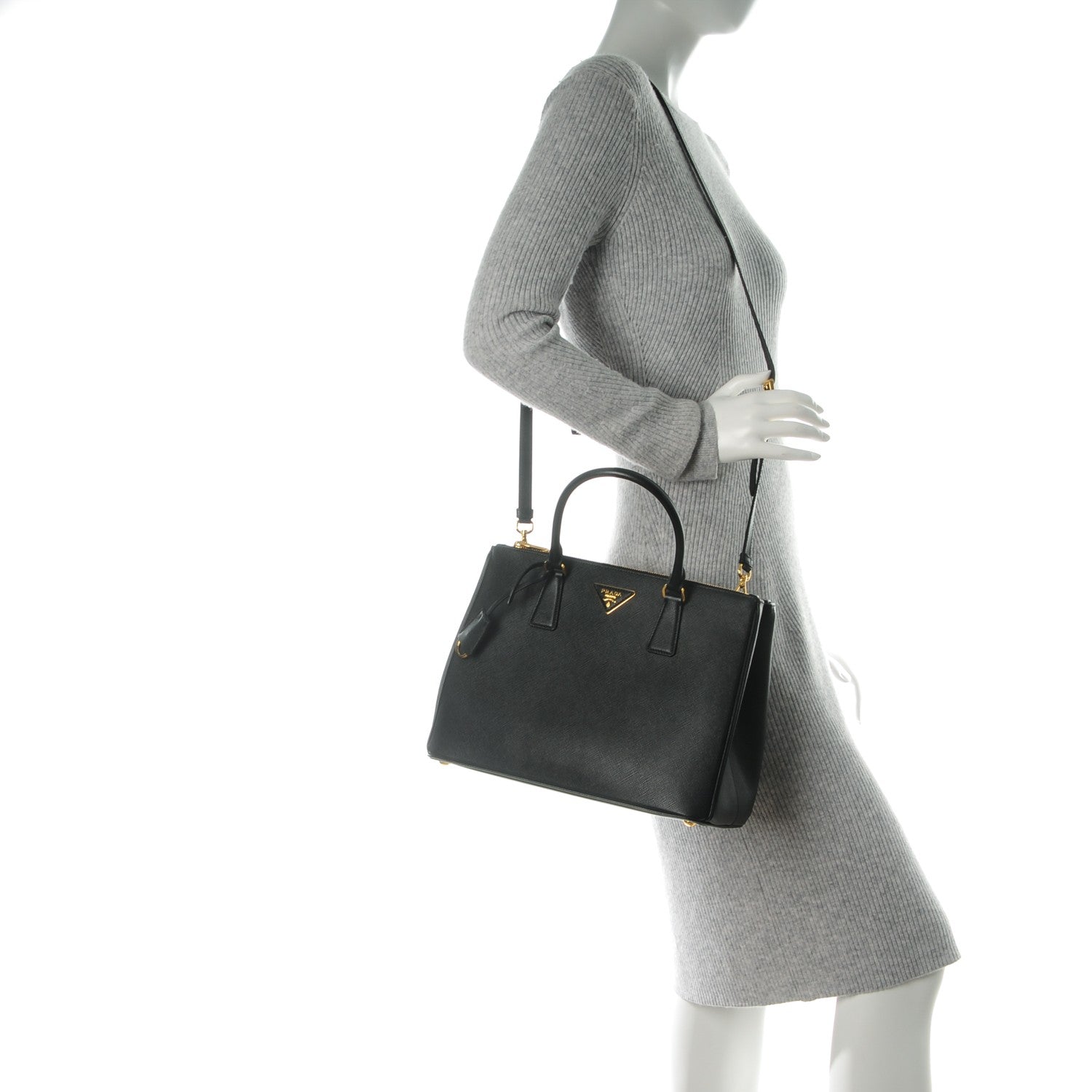 Prada Saffiano Lux Large Galleria Double Zip Tote Black 2 of 7