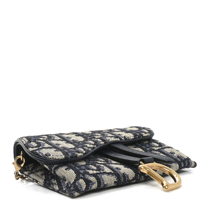 Christian Dior Oblique Nano Saddle Chain Pouch Blue 4 of 8