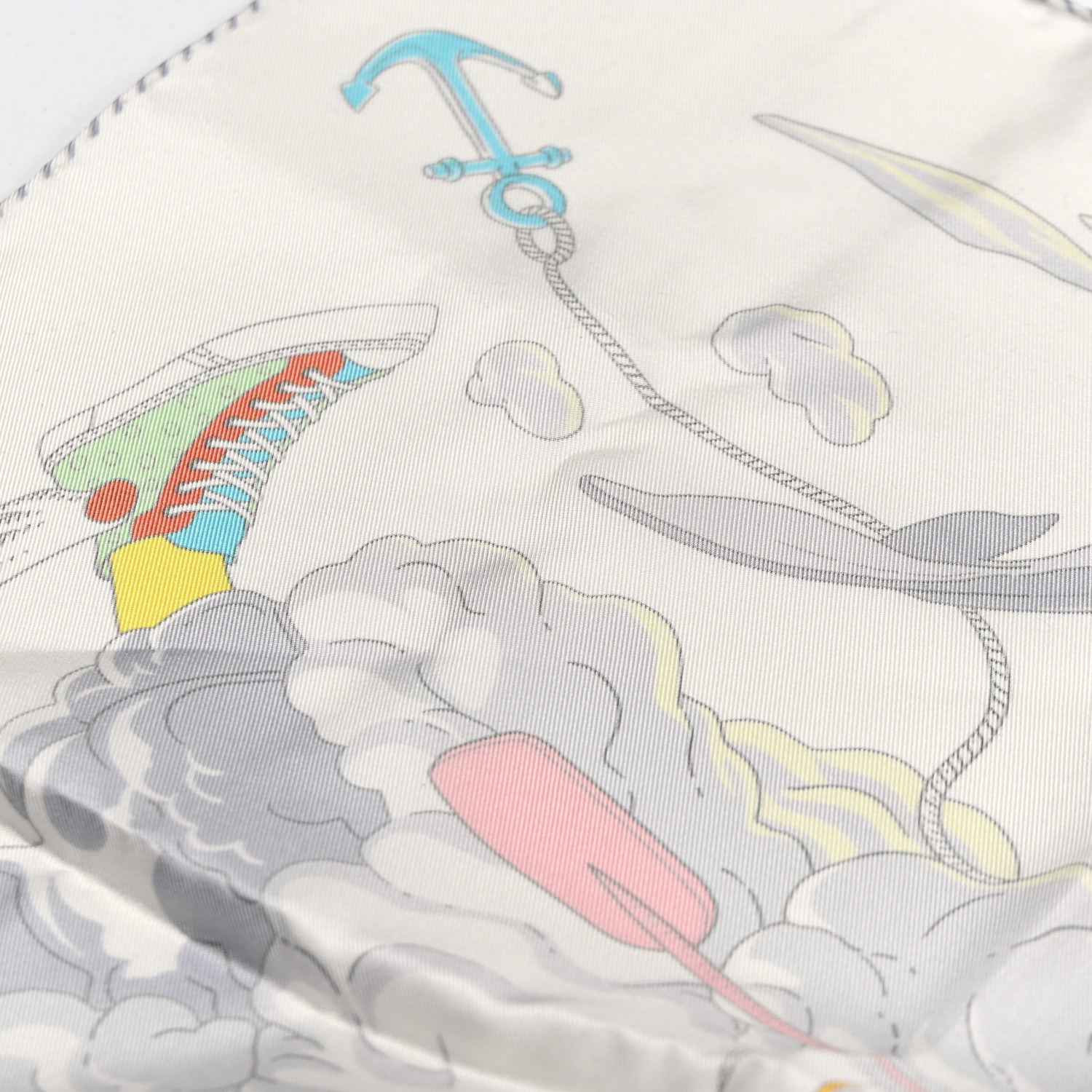 Hermes Silk Sur Mon Nuage Scarf 90 Creme Bleu Clair 10 of 10