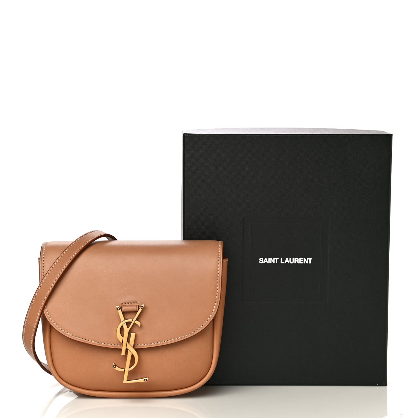 Smooth Vintage Calfskin Small Kaia Satchel Brown Gold