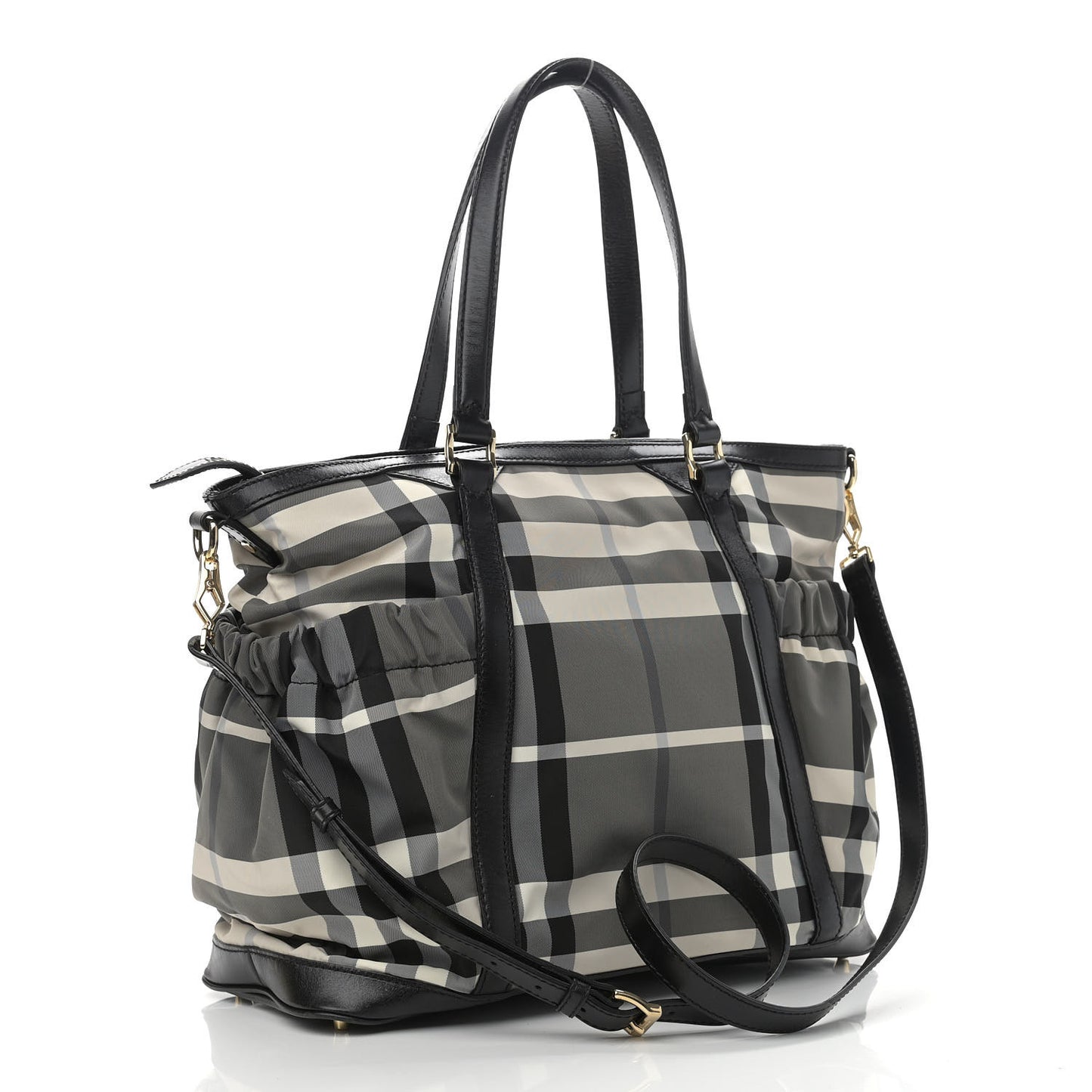 Nylon Beat Check Diaper Bag Black