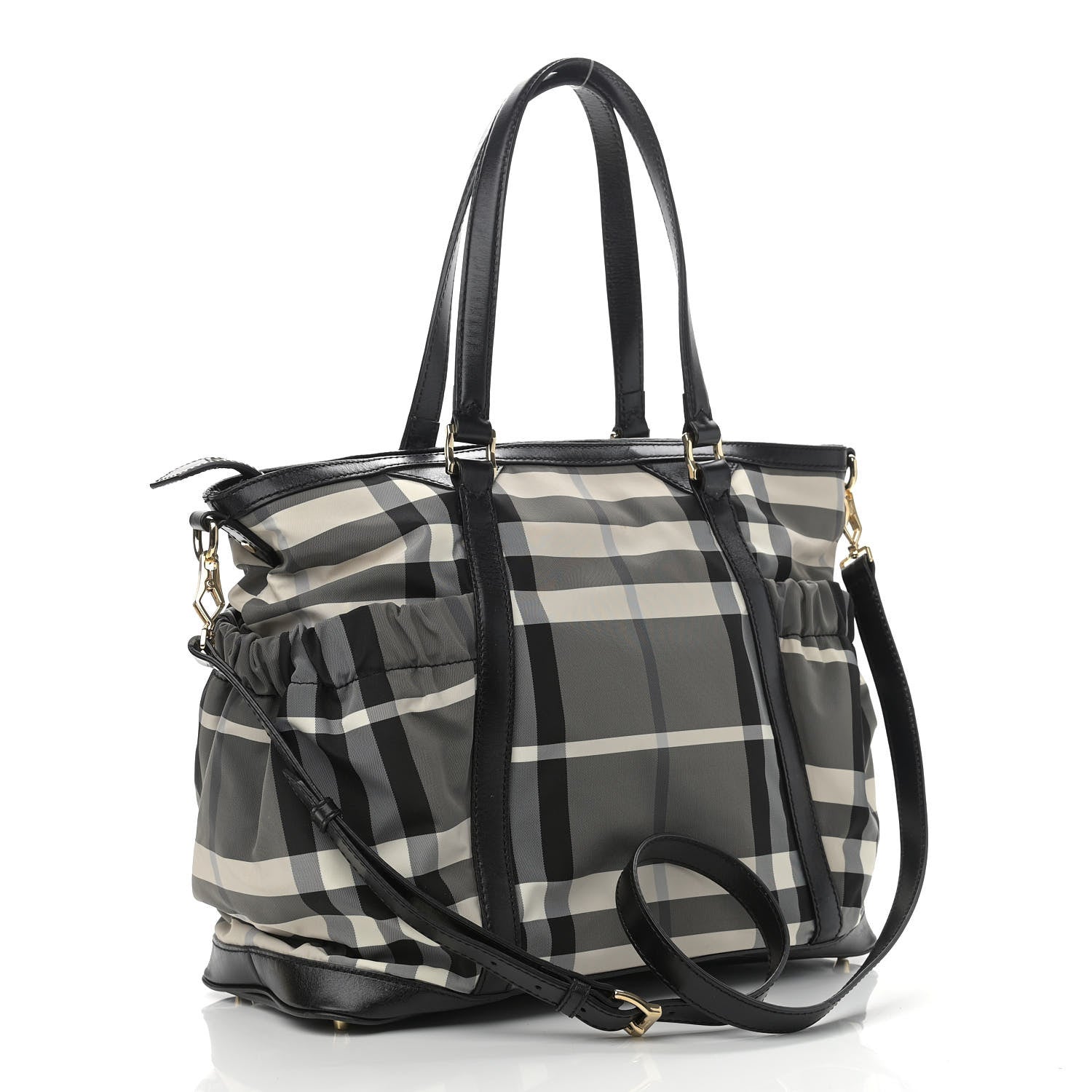 Burberry Nylon Beat Check Diaper Bag Black 2 of 9