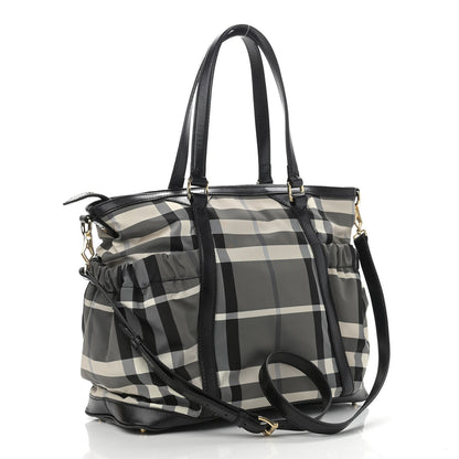 Burberry Nylon Beat Check Diaper Bag Black 2 of 9