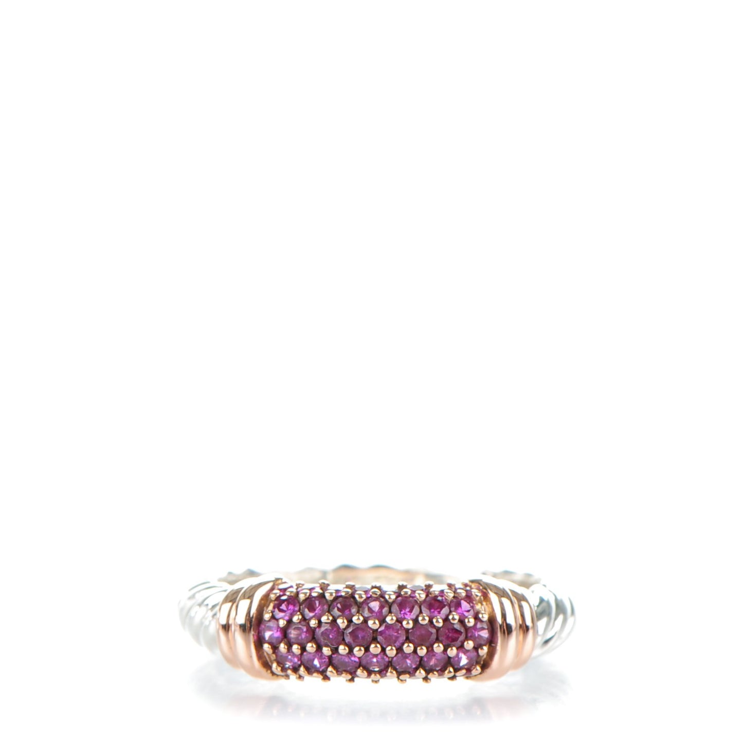 Sterling Silver 18K Rose Gold Pink Sapphire Cable Candy Metro Ring 54 7