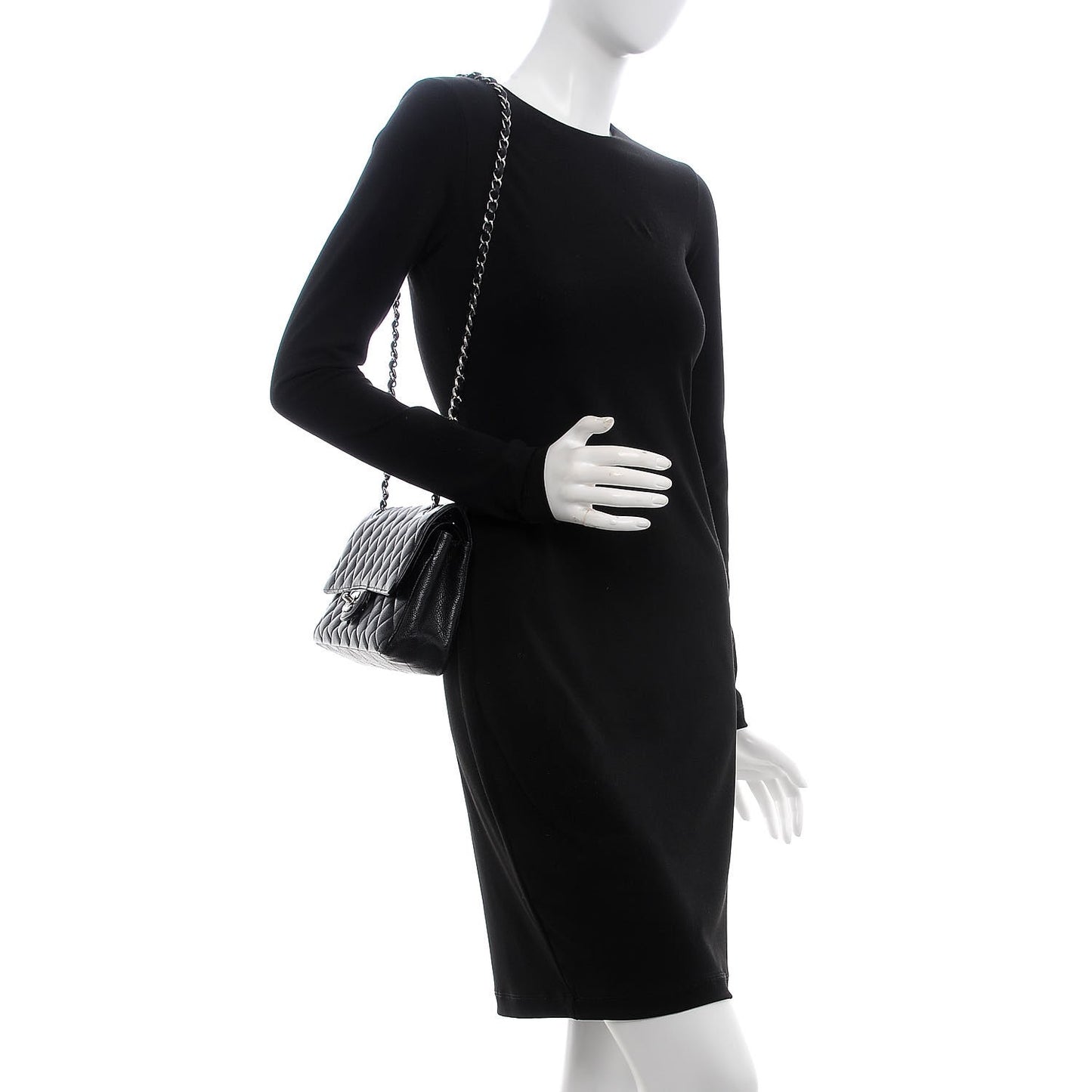 Caviar Quilted Medium Double Flap Black