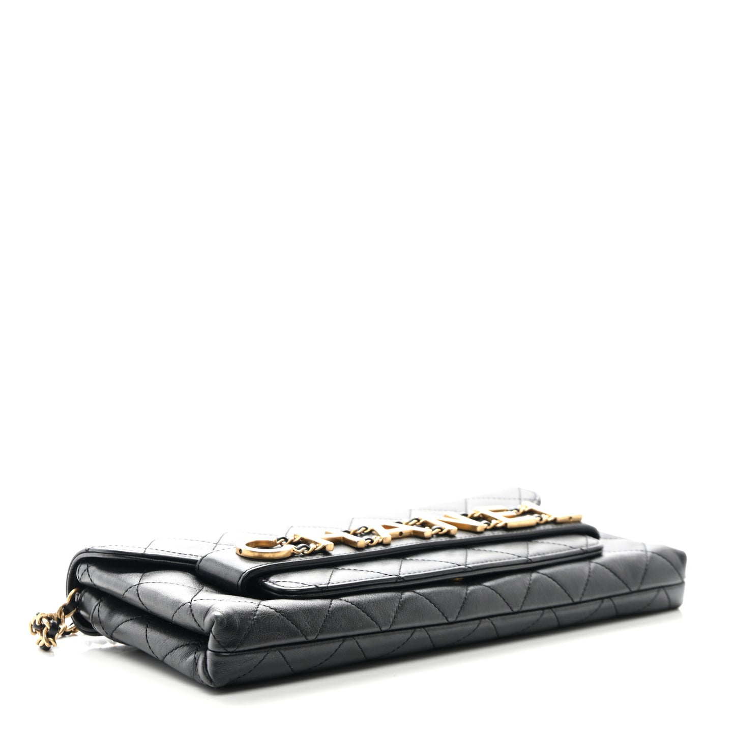 Calfskin Quilted Enchained Clutch Black