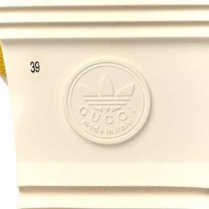 Gucci X ADIDAS Terry Cloth Trefoil GG Monogram Womens Platform Sandals 39 Smile Yellow Off White 6 of 8